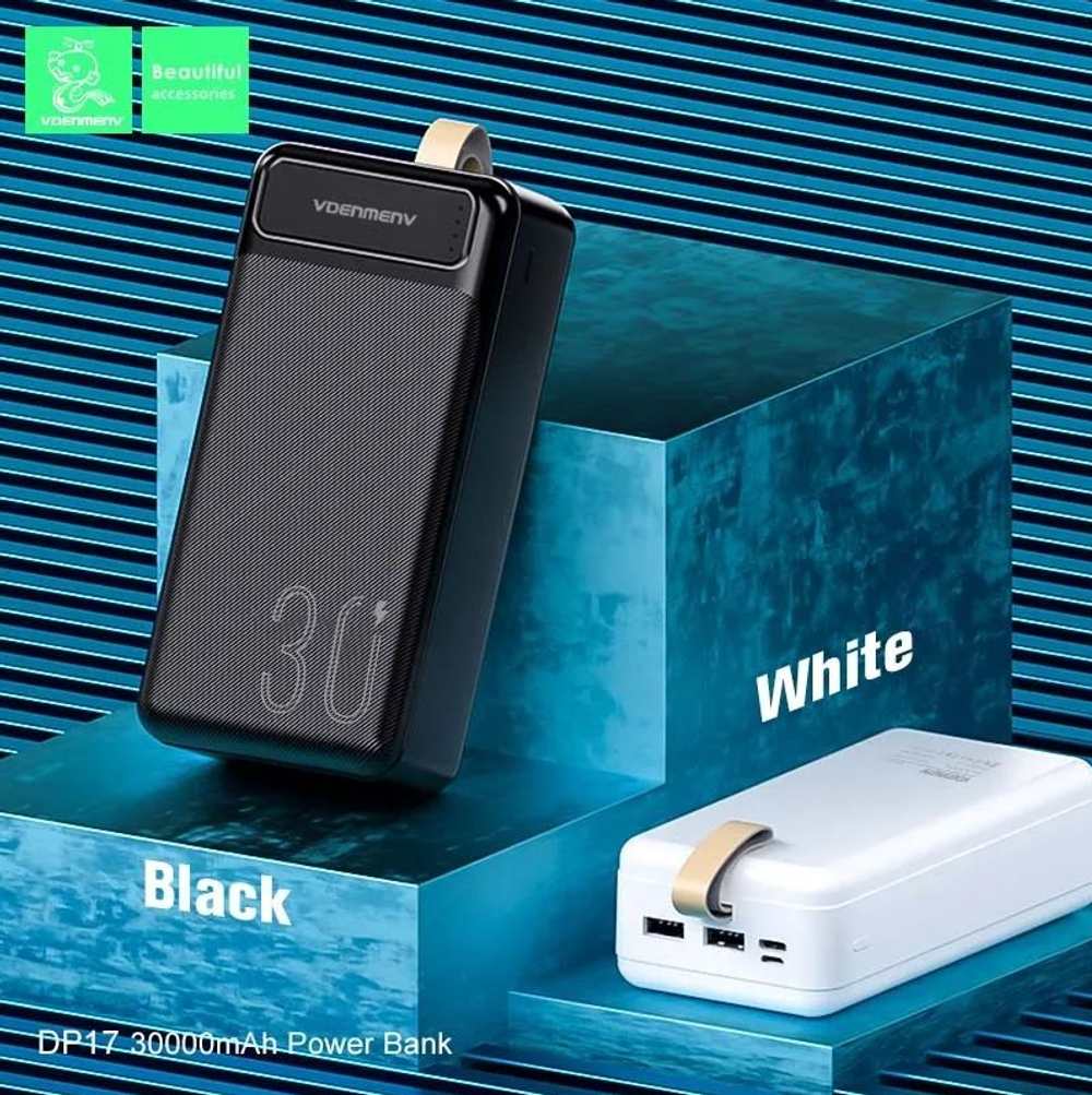 Портативный аккумулятор DENMEN DP17 30000 mAh (черный)