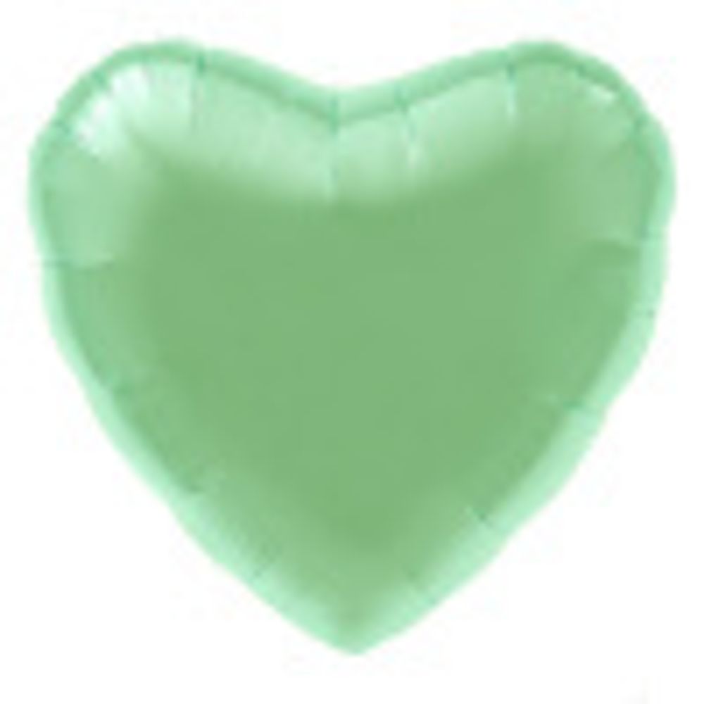 Шар-сердце 18"/46 см, фольга, сатин зеленый мятный (Agura) (БГ-15)