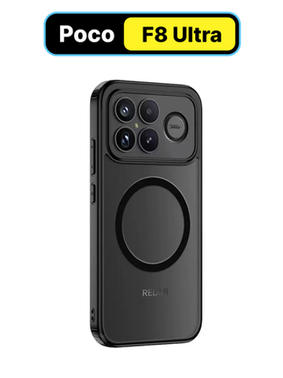 Чехол с Магсейф для Poco F8 Ultra прозрачный матовый с черным бортом WLONS