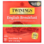 Twinings, English Breakfast, черный чай без кофеина, 50 чайных пакетиков, 100 г (3,53 унции)
