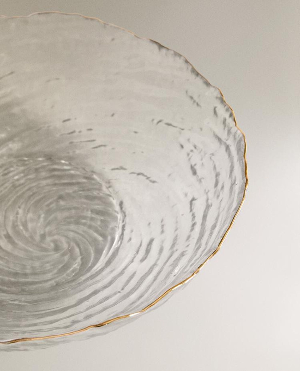 ZARA HOME СТЕКЛЯННАЯ САЛАТНИЦА С ЗОЛОТОЙ КАЙМОЙ, ПРОЗРАЧНЫЙ