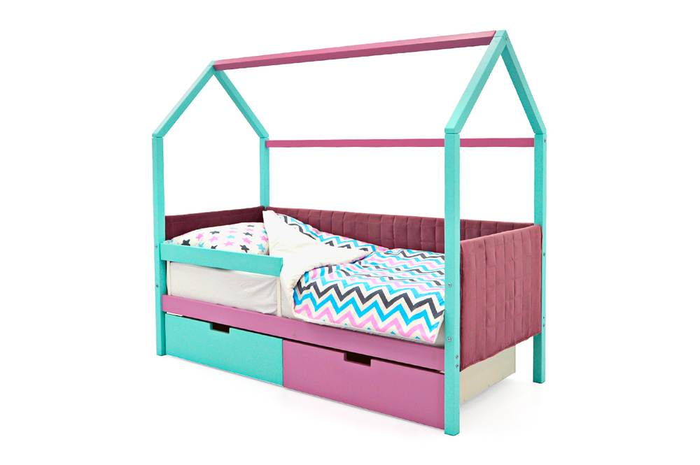 Детская кровать-домик мягкий Бельмарко Svogen мятный-лаванда