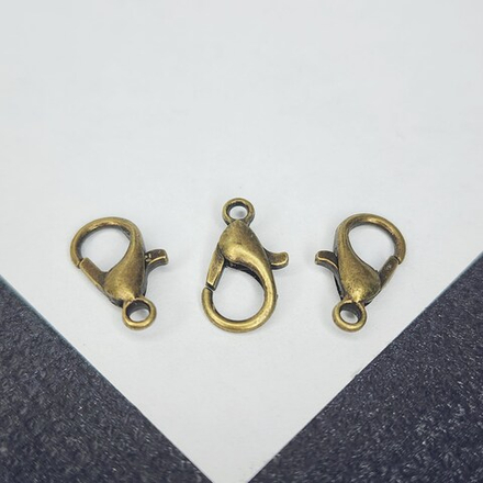 Замок карабин, античная бронза, 12×6мм, штучно