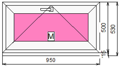Пластиковое окно 500 х 950 фрамуга (форточка) ТермА Эко + Москитная сетка