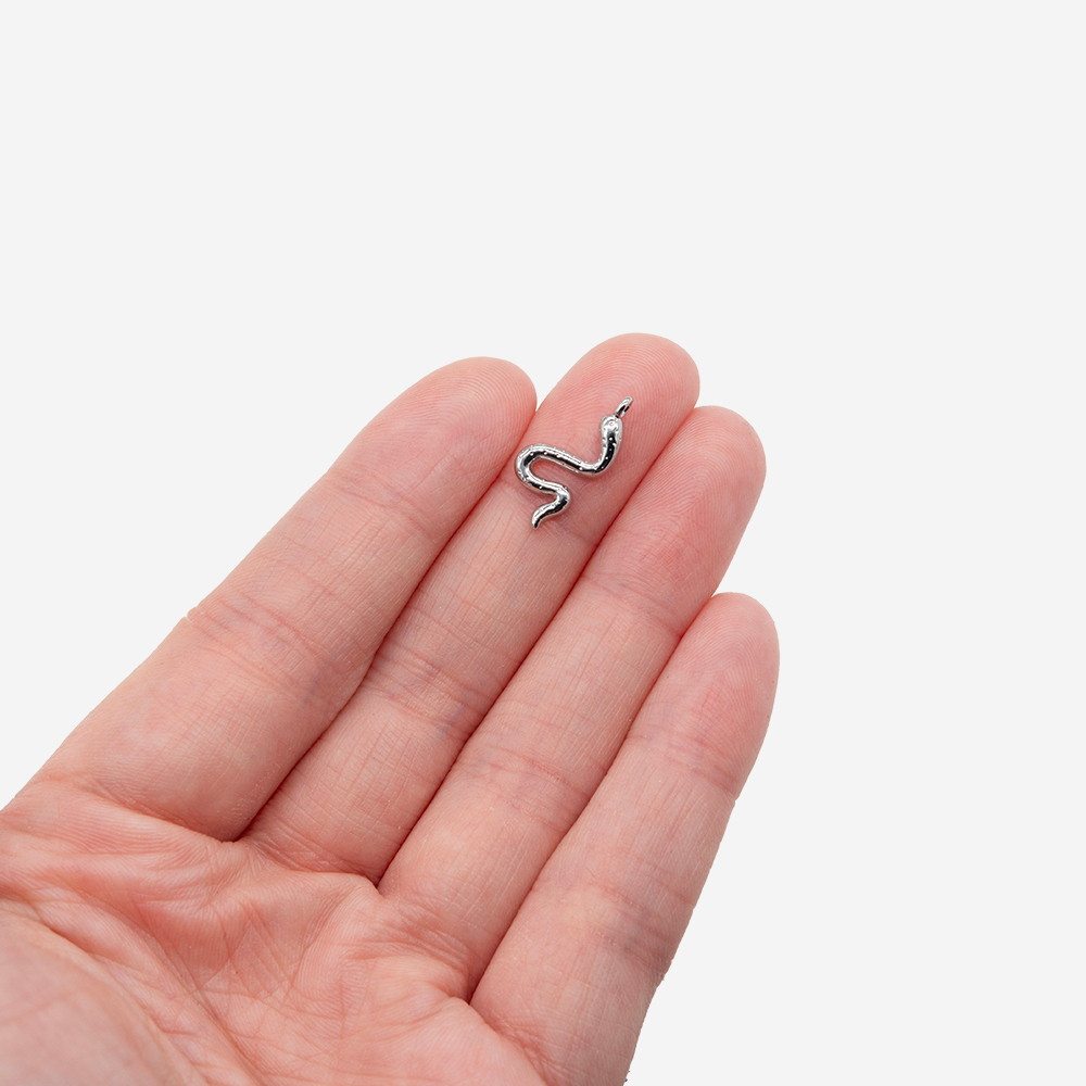 Подвеска "Змея", 16,5*7,5мм, родирование