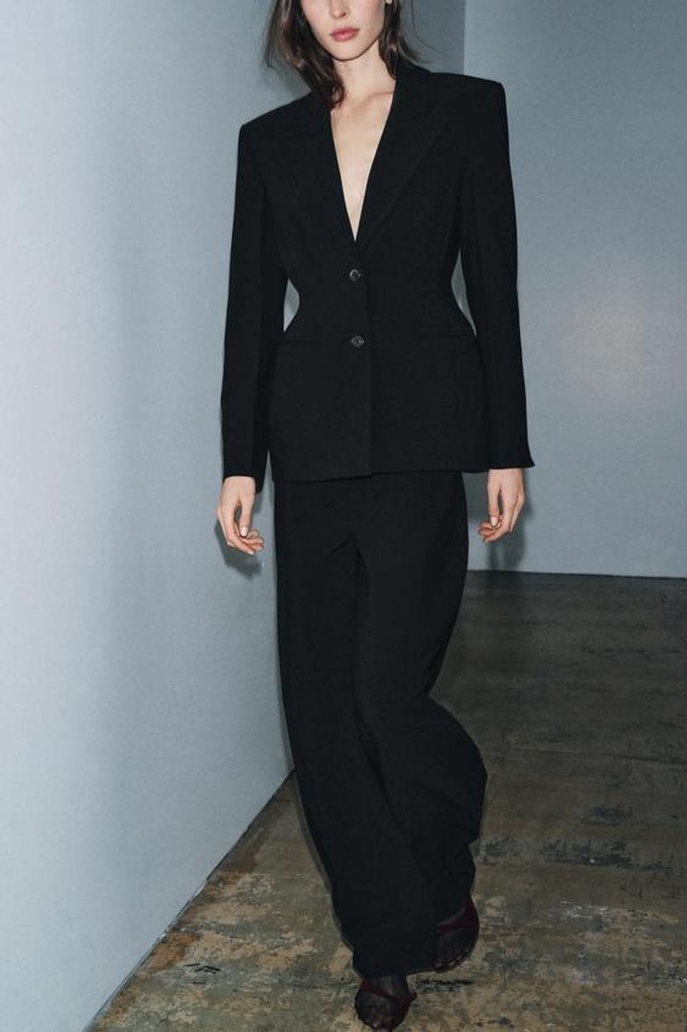 ZARA БРЮКИ-БАЛЛОНЫ ZW COLLECTION, ЧЕРНЫЙ