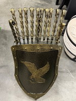 Набор шампуров «Рыцарь» и предметов для мангала/камина в кованом щите