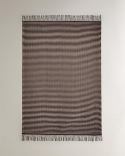 Zara Home - Клетчатый плед с бахромой, коричневый, 140x190 см