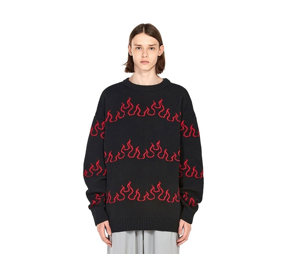 Свитер Волчок Flame черный