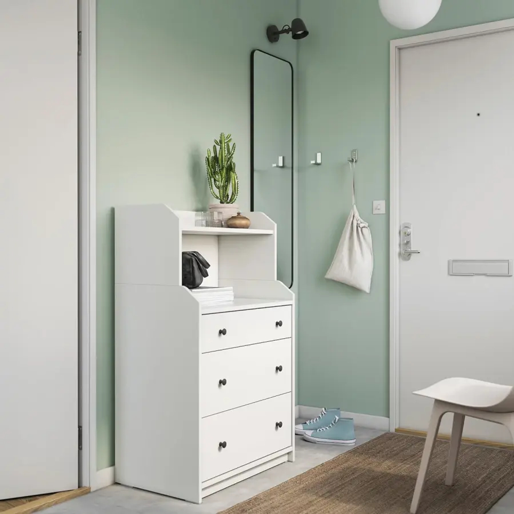 Комод с 3 ящиками/полкой - IKEA HAUGA, 70x116 см, белый ХАУГА ИКЕА