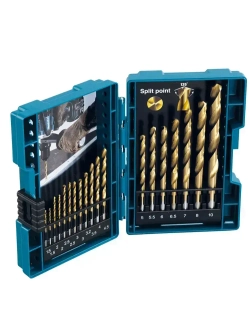 MAKITA D-67527 Набор сверл по металлу HSS-TiN 19 шт Портативный Долгая жизнь Круглая ручка Устойчивость к коррозии