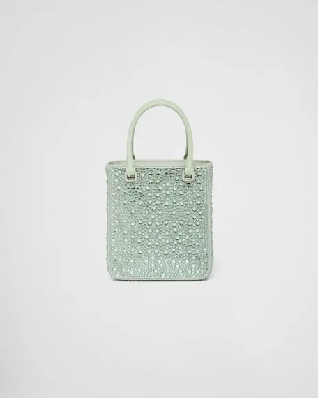 Мини-сумка Prada Duchess с кристаллами светло-зеленый