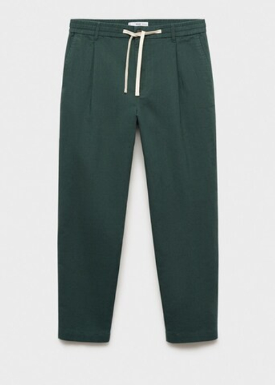 Льняные брюки slim fit со шнурком