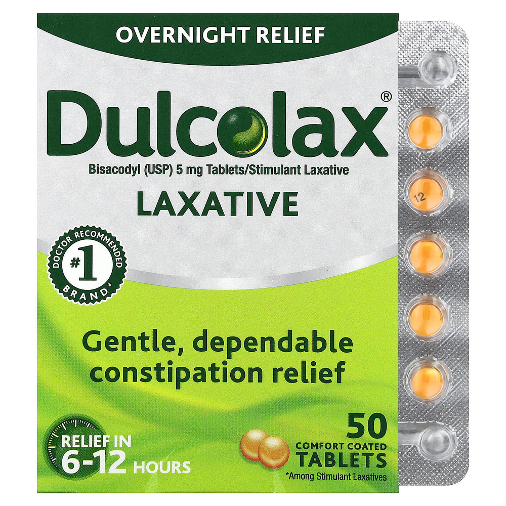 Dulcolax, слабительное средство, 50 успокаивающих таблеток, покрытых оболочкой