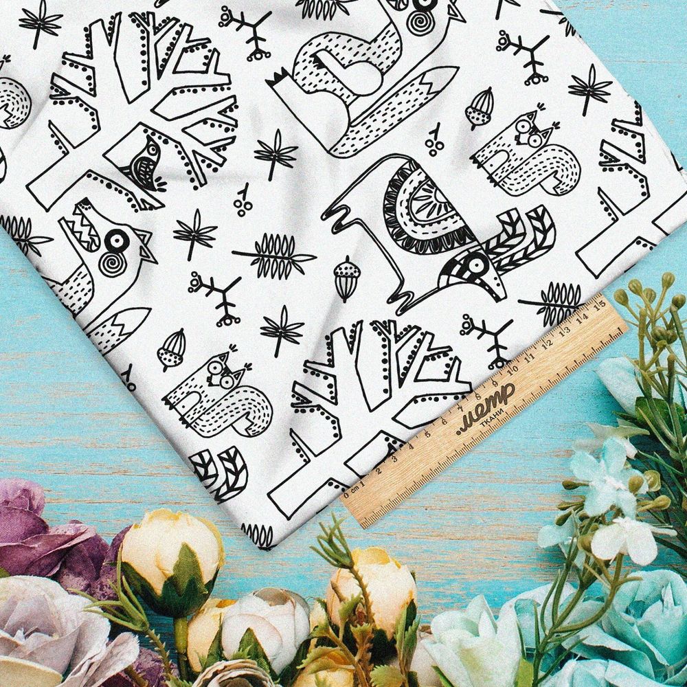 Ткань флис лесные сказочные звери