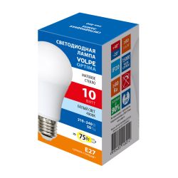 LED-A60-10W-4000K-E27-FR-SLS Лампа светодиодная. Форма A. матовая. Белый свет 4000K. ТМ Volpe