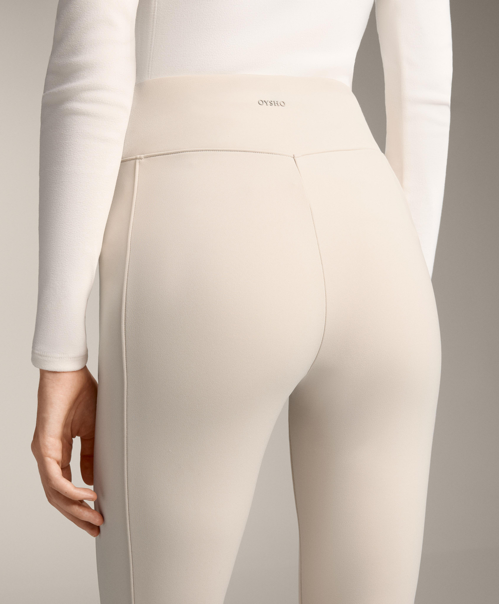 OYSHO Теплые легинсы с высокой посадкой и карманами длиной до щиколотки, экрю