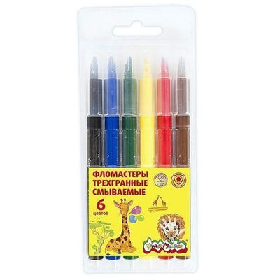 Фломастеры 6 цв. 3-х гран. блист. (Каляка-Маляка)