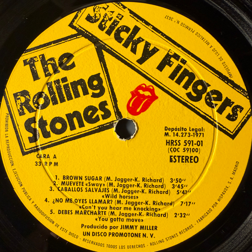 The Rolling Stones ‎– Sticky Fingers (Испания 1971г.)