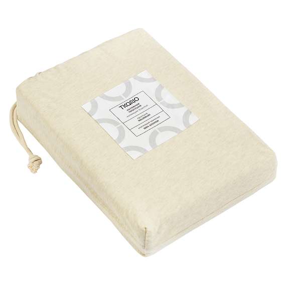 Простыня на резинке из хлопкового трикотажа серо-бежевого цвета из коллекции essential