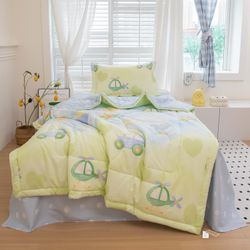 Комплект постельного белья на резинке с одеялом Детское 100% хлопок «Весёлые машинки»