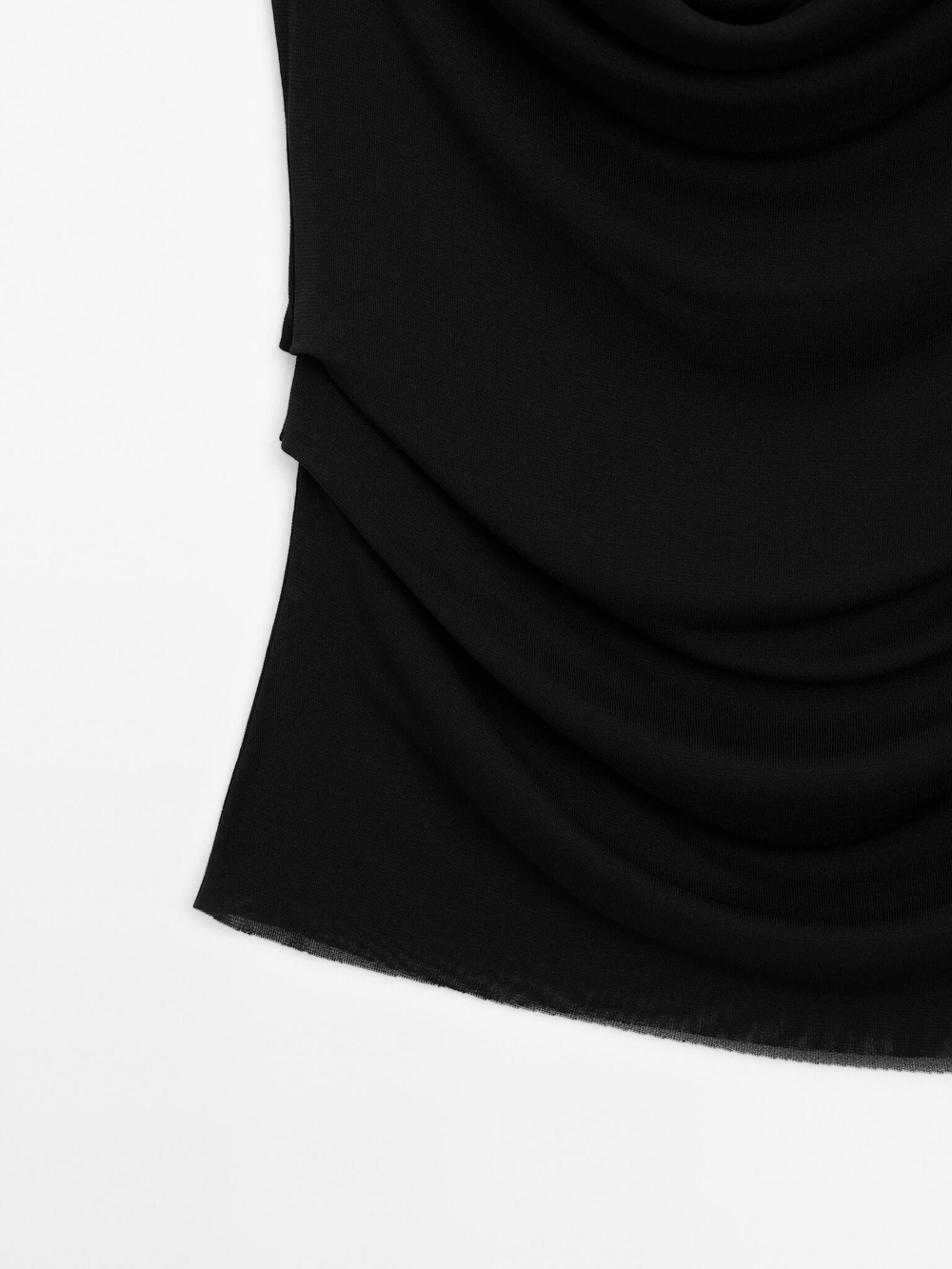 Massimo Dutti Топ с драпировкой и струящимся вырезом, черный
