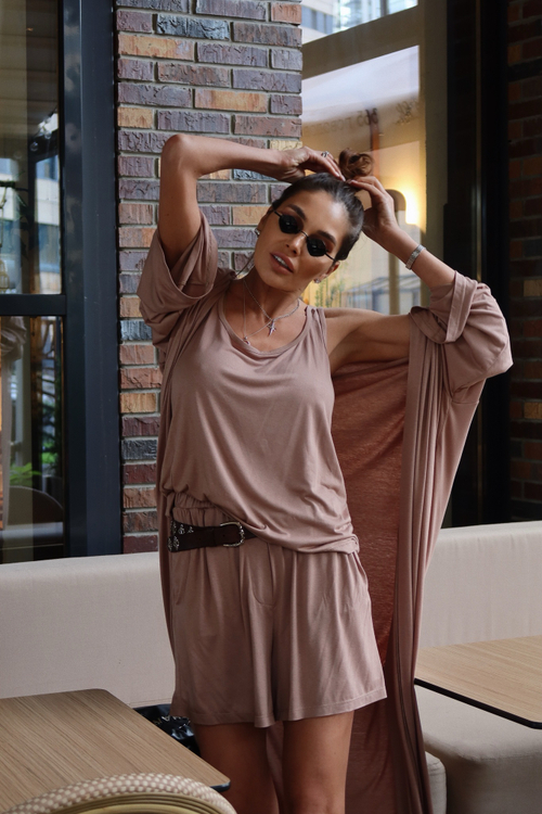 Костюм двойка майка и шорты coffee