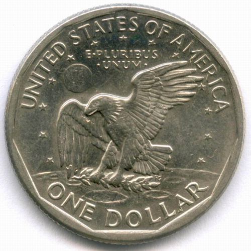 1 доллар 1979 год (S). США. Сьюзен Энтони. Медь с медно-никелевым покрытием, диаметр 26.5 мм. XF-AU