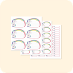 Наклейки для школьных принадлежностей. Единорог