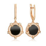 Серьги с английским замком из красного золота с ониксом