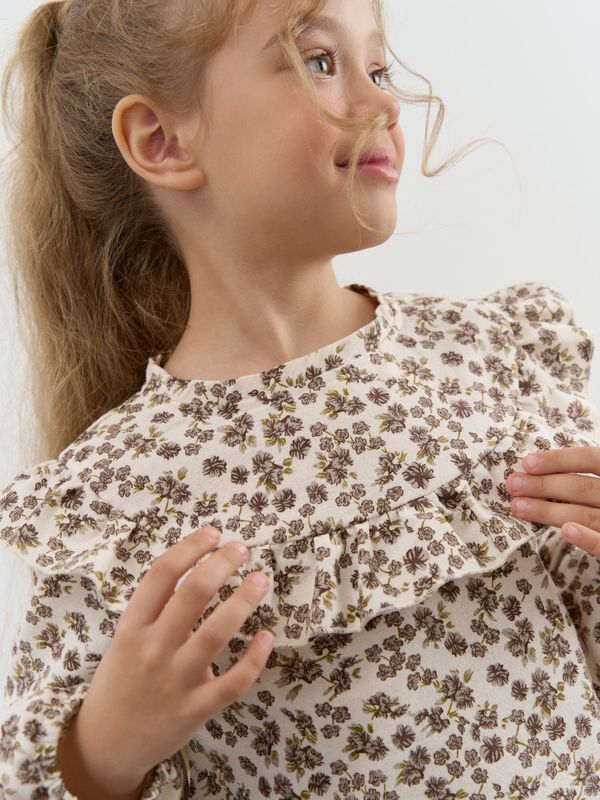 Блузка фланелевая с объемными рукавами 