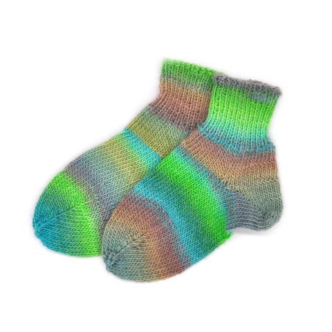 Вязаные детские носки из мериноса зелёные - 24-26 размер