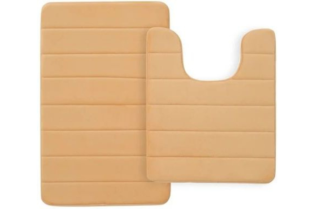 Набор ковриков для ванной и туалета с эффектом памяти Home One стеганый 50х80, 50х60 U-shape, бежевый