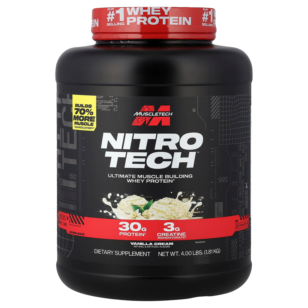 MuscleTech, Nitro-Tech ™ Whey Protein, ванильный крем, 1,81 кг (4 фунта)