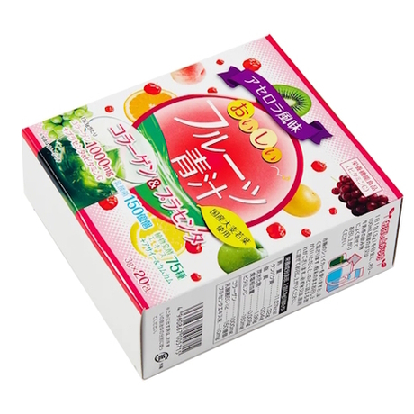 Фруктовый зеленый сок аодзиру с коллагеном и плацентой со вкусом ацеролы. YUWA