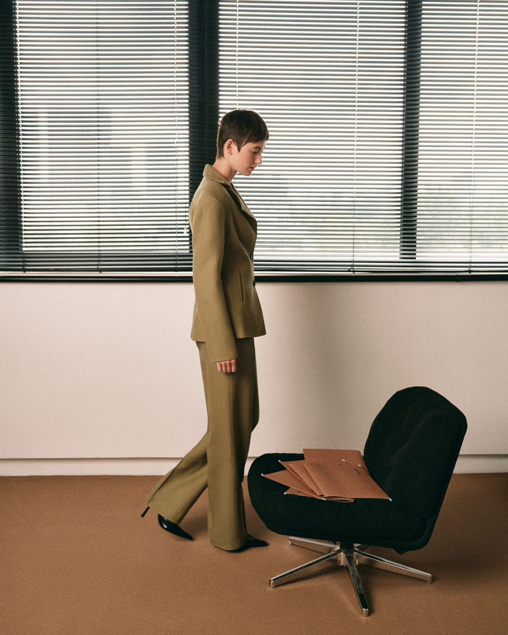 Пиджак Оливковый приталенный