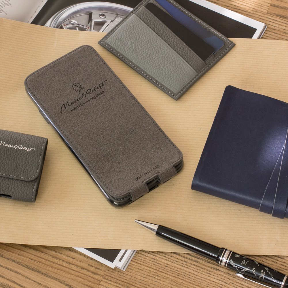 Чехол для iPhone XS Max из натуральной кожи теленка, серого цвета