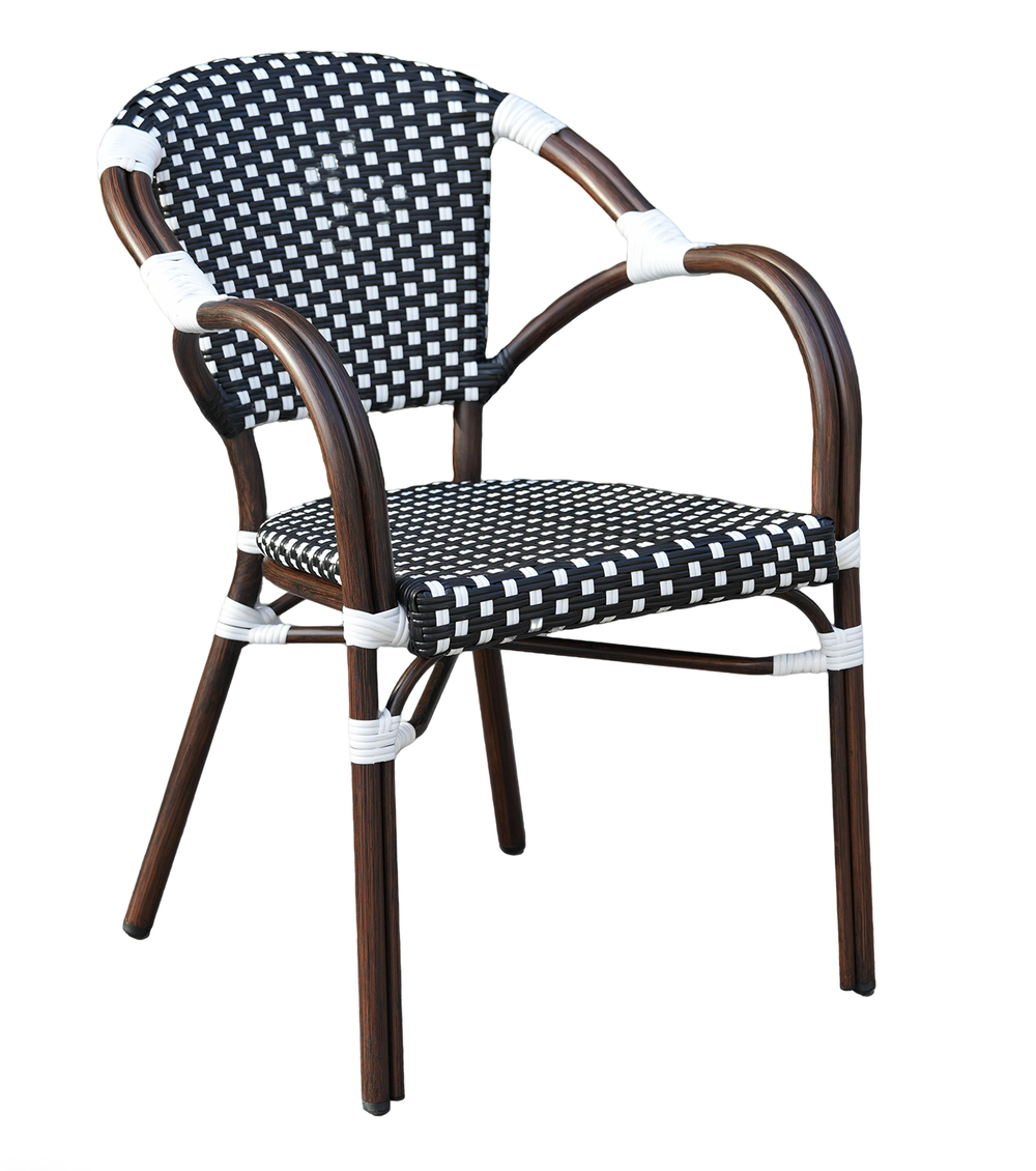 "Кабри" плетеный стул из искусственного ротанга, цвет черно-белый