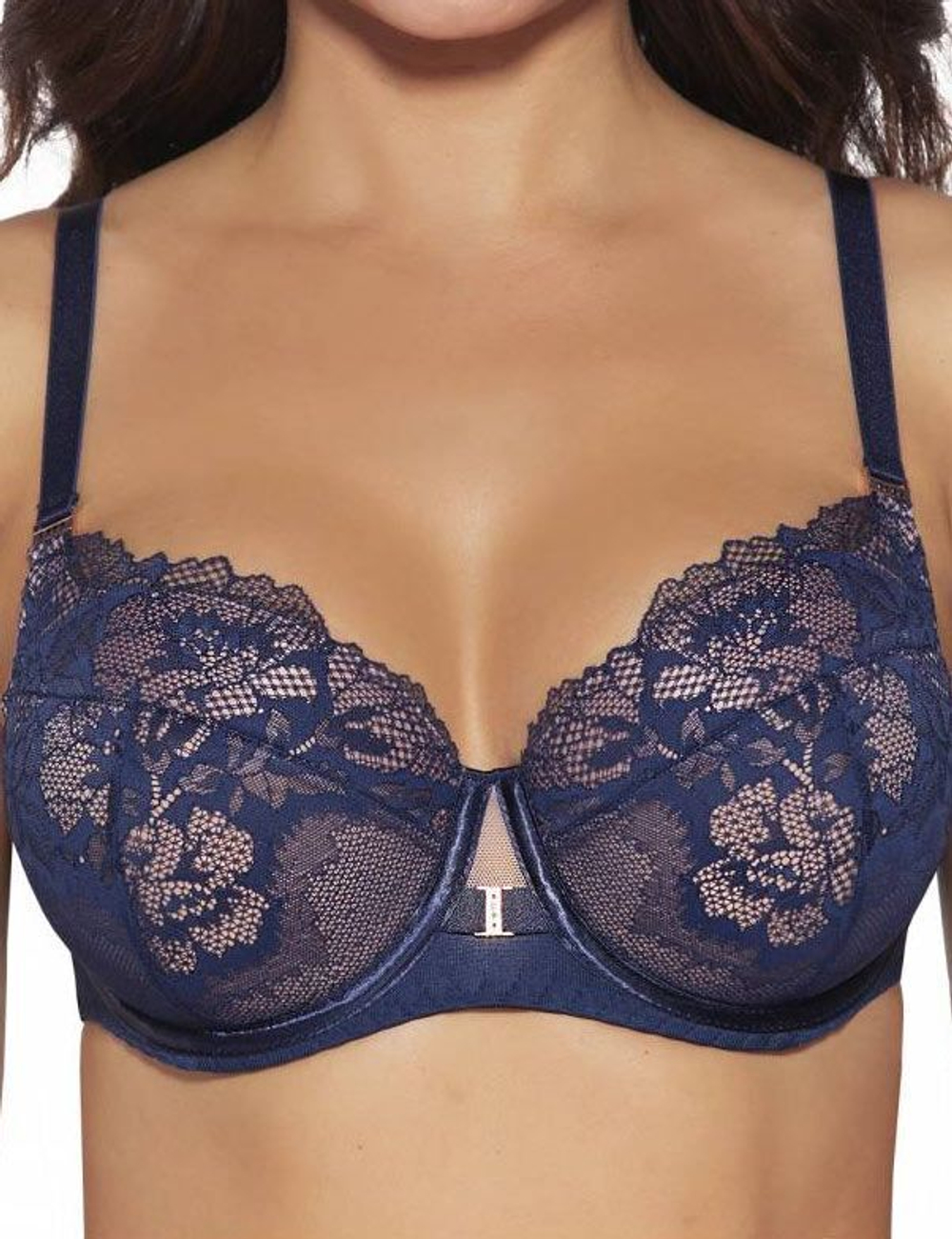 Эффектный бюстгальтер plus size с кружевной чашкой на косточке (Размер: 75J) (Цвет: белый)