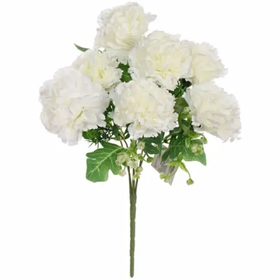 Искусственные цветы «Букет гвоздик» 35см 7 цветков белые