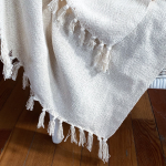 Бохо плед-шаль из домотканого  хлопка (волна молоко)