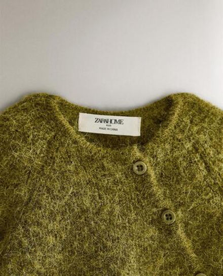 ZARA HOME ДЕТСКИЙ КАРДИГАН ИЗ АЛЬПАКИ, ЗЕЛЕНЫЙ