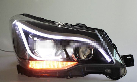 Передние фары Субару Форестер 2013-2016 V4 type [Комплект Л+П; яркие ходовые огни; электрокорректор; биксеноновая линза]