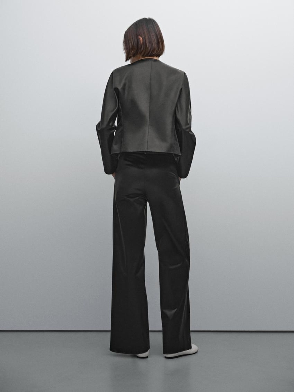 Massimo Dutti Брюки прямого кроя с яркими деталями - Studio, черный