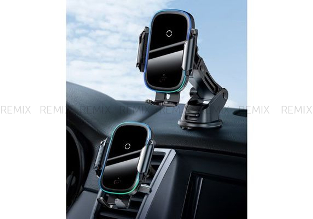 Автомобильный держатель с беспроводной быстрой зарядкой Baseus Light Electric 15W WXHW03-01 Черный