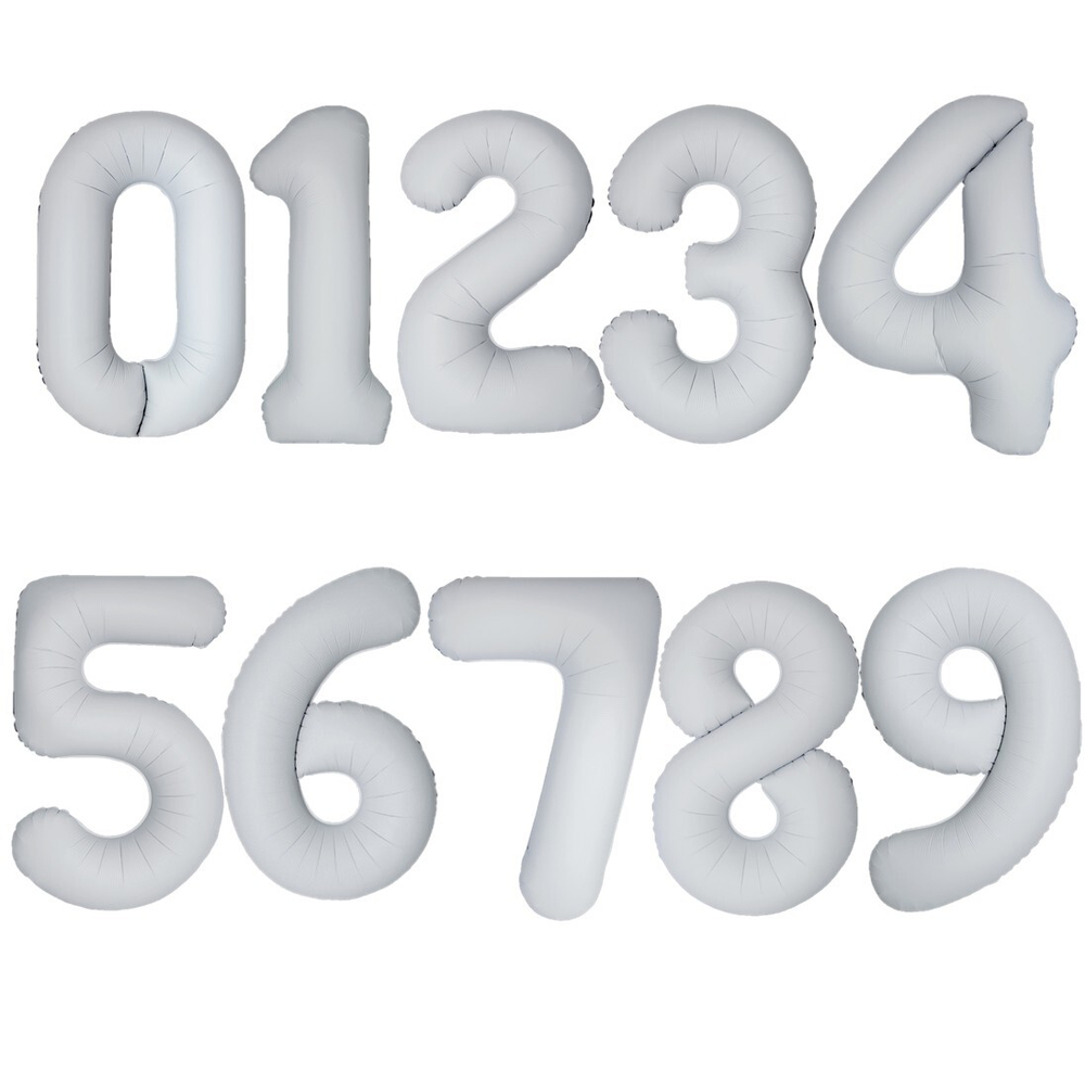 Фольгированные цифры в белом цвете 66 см / 102 см