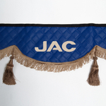 Ламбрекен с косынками стеганые JAC (экокожа, синий, коричневые кисточки)