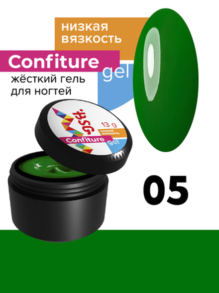 Жёсткий гель для наращивания Confiture №05 НИЗКАЯ ВЯЗКОСТЬ - Цвет сочной травы (13 г)