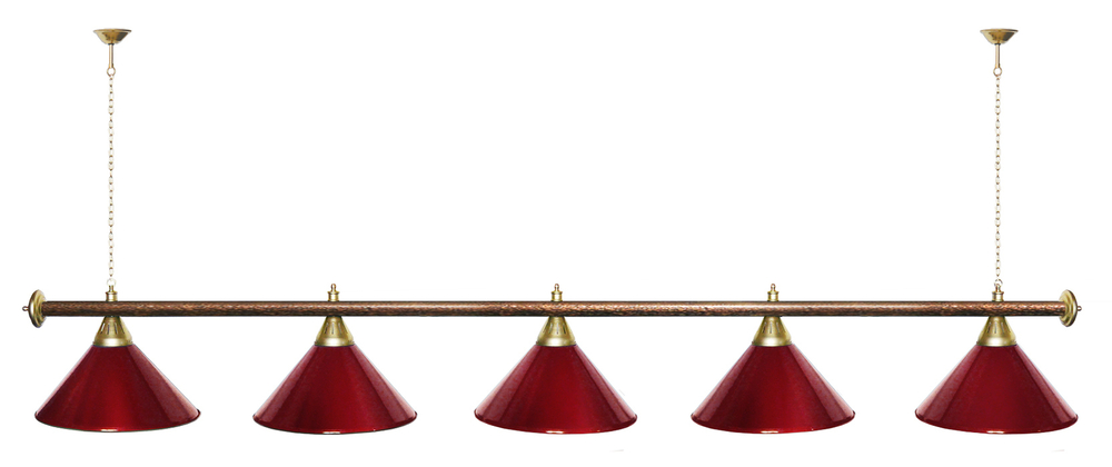 Лампа STARTBILLIARDS 5 пл. (плафоны зеленые,штанга зеленая,фурнитура золото)