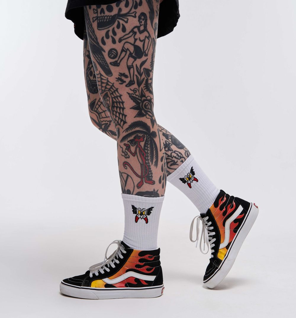 Носки Old Lizard Butterfly белые